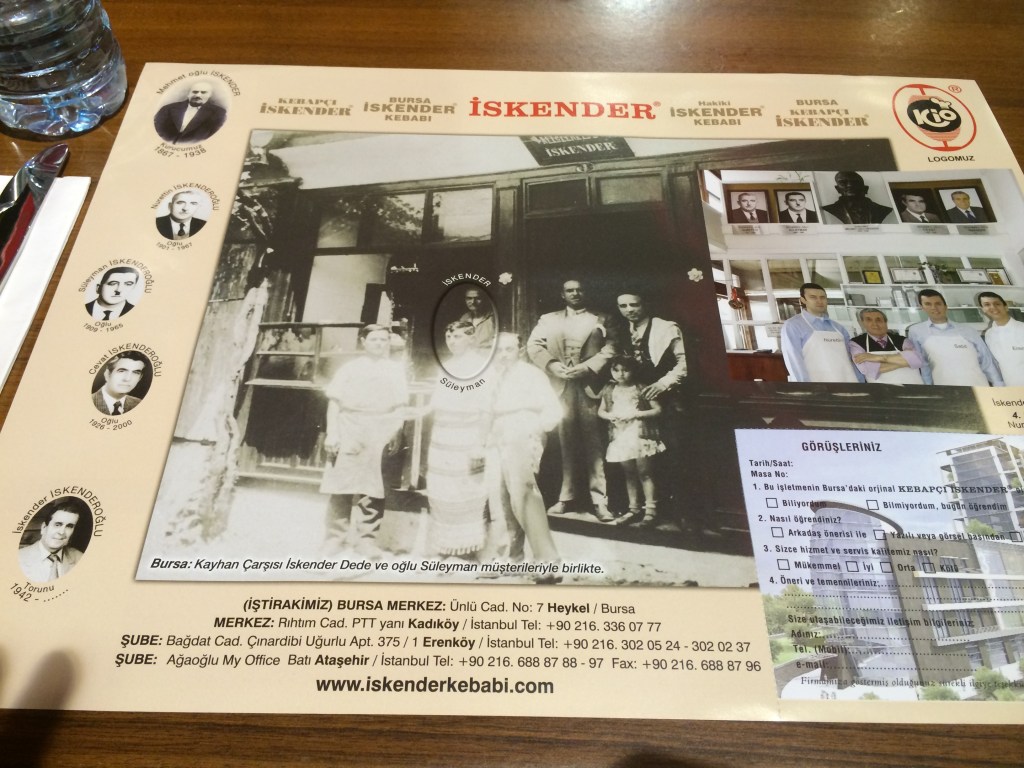 Menu At Kebabci Iskender, Kadikoy, Istanbul