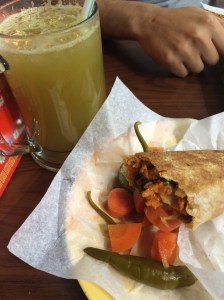 Spicy Shawarma Wrap and Sugar Cane Juice, Deira, Dubai