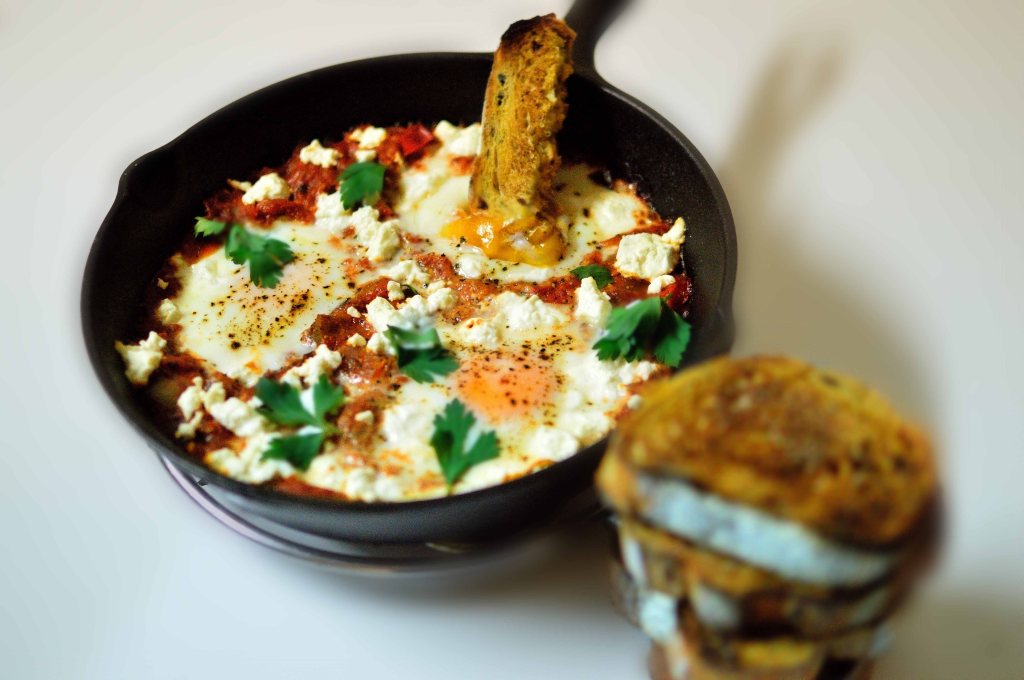 Shakshouka or Shakshuka (Eggs Baked In A Tomato Sauce)