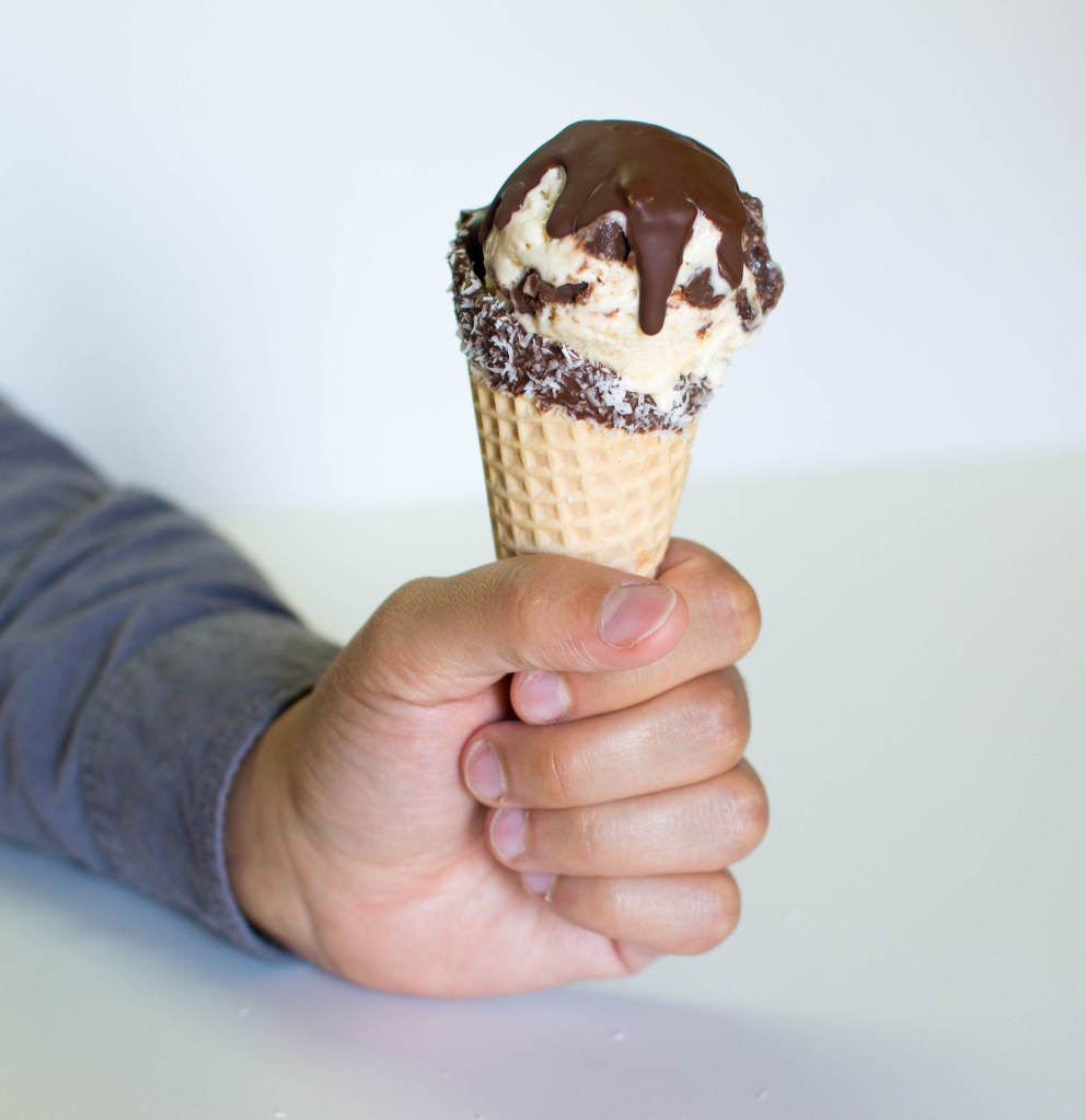 Toasted Coconut Icecream With Dark Chocolate Shell