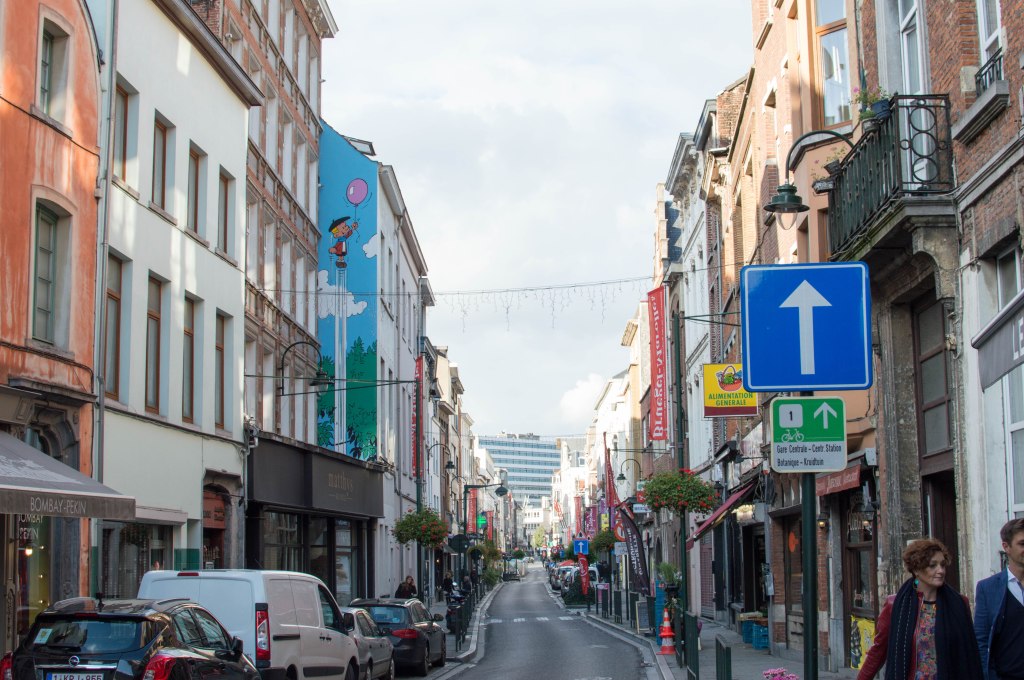 Boy With Balloon, Graffiti Street Art, Brussels, Belgium