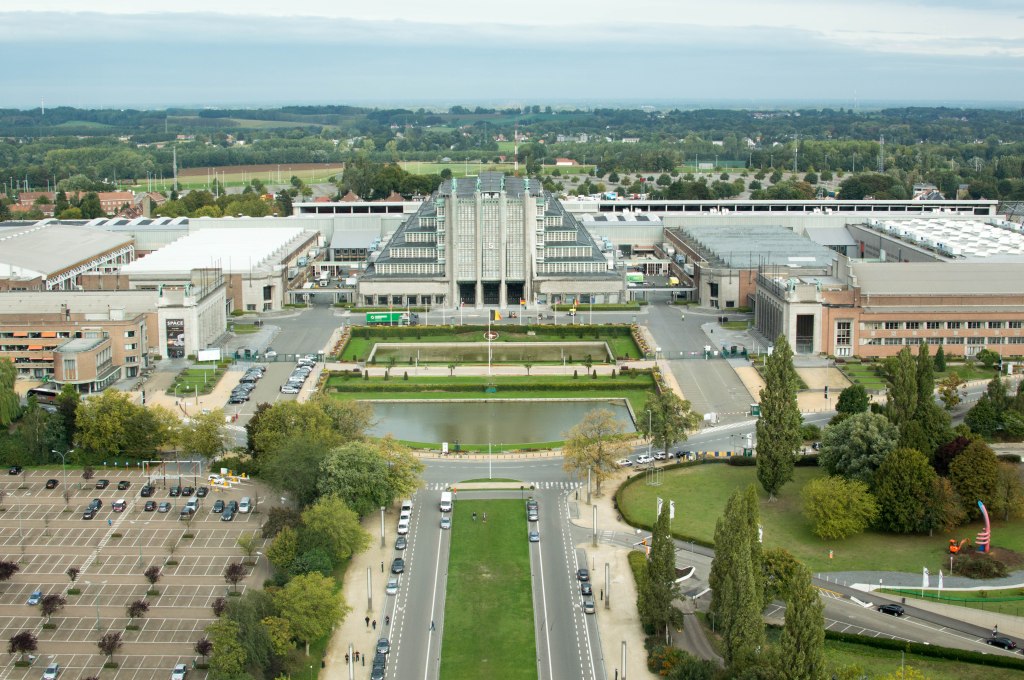 Heizel Paleis From The Atomium, Brussels, Belgium