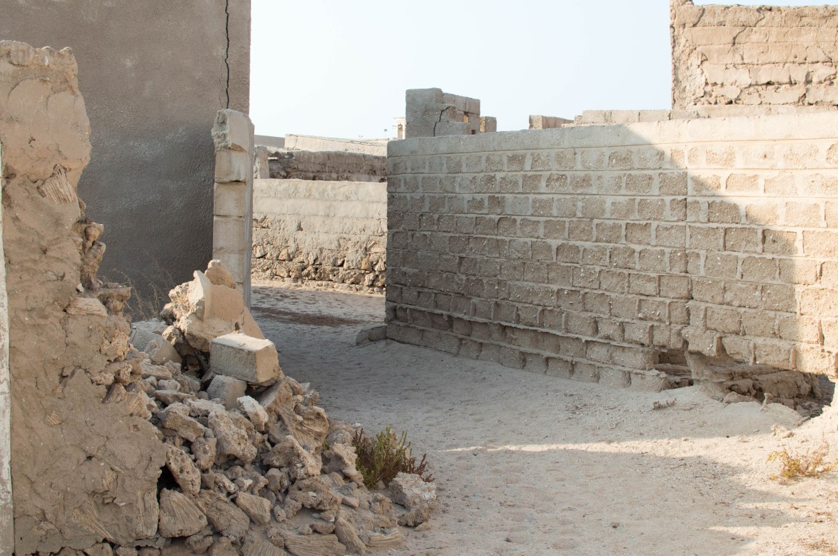Broken And Standing Walls, Contrast, Abandoned City, Al Jazirat Al Hamra, Ras Al Khaimah, UAE