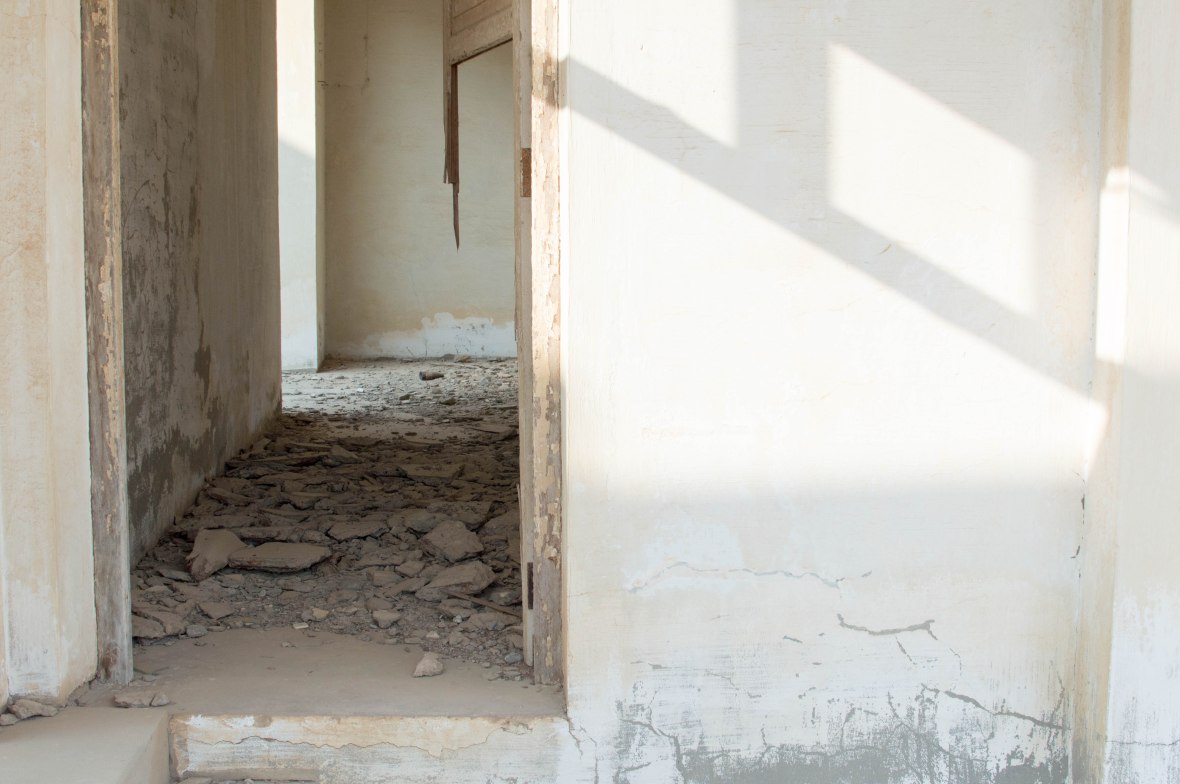Broken Door And Rubble, Abandoned City, Al Jazirat Al Hamra, Ras Al Khaimah, UAE