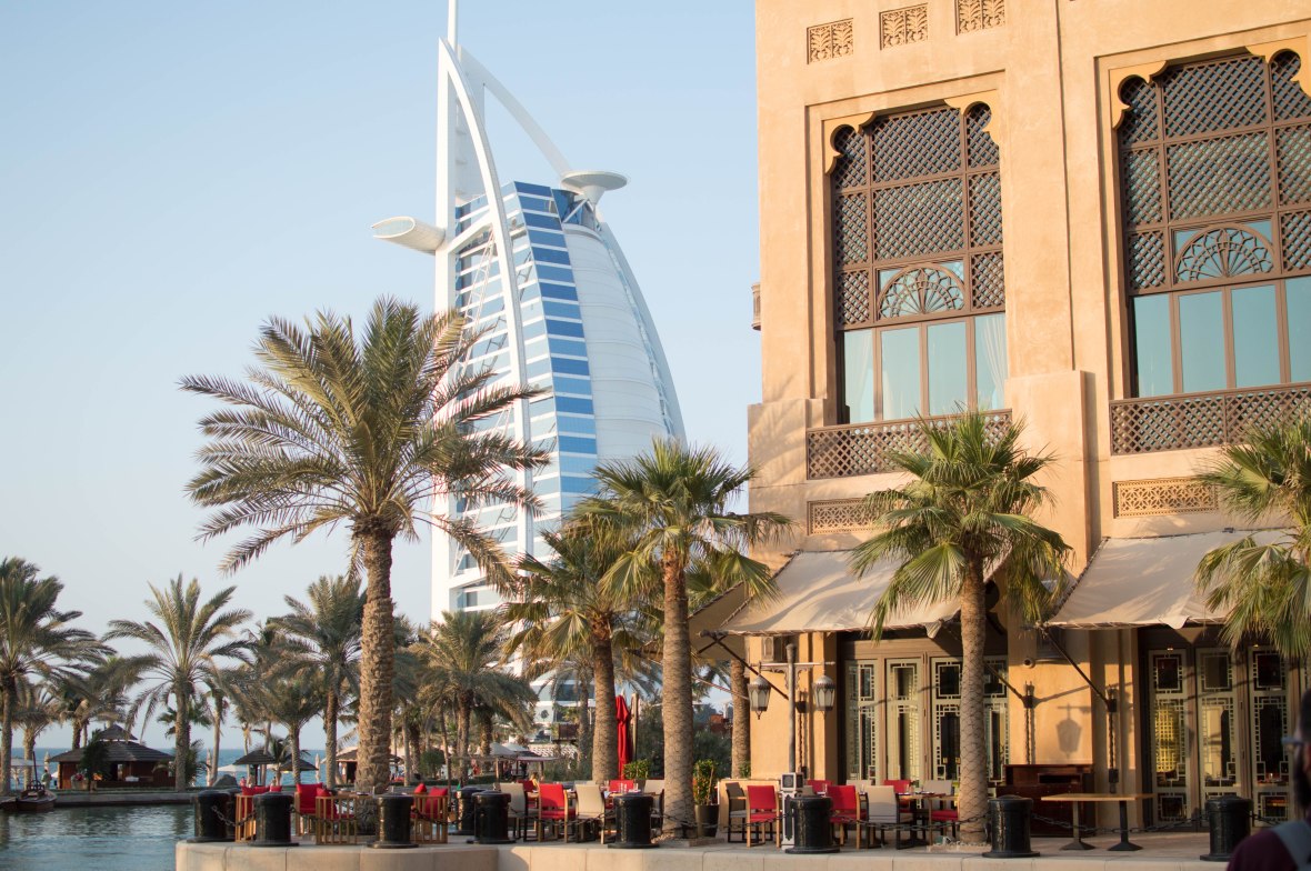 Looking Up At The Burj Al Arab From Madinat Jumeirah, Dubai, UAE