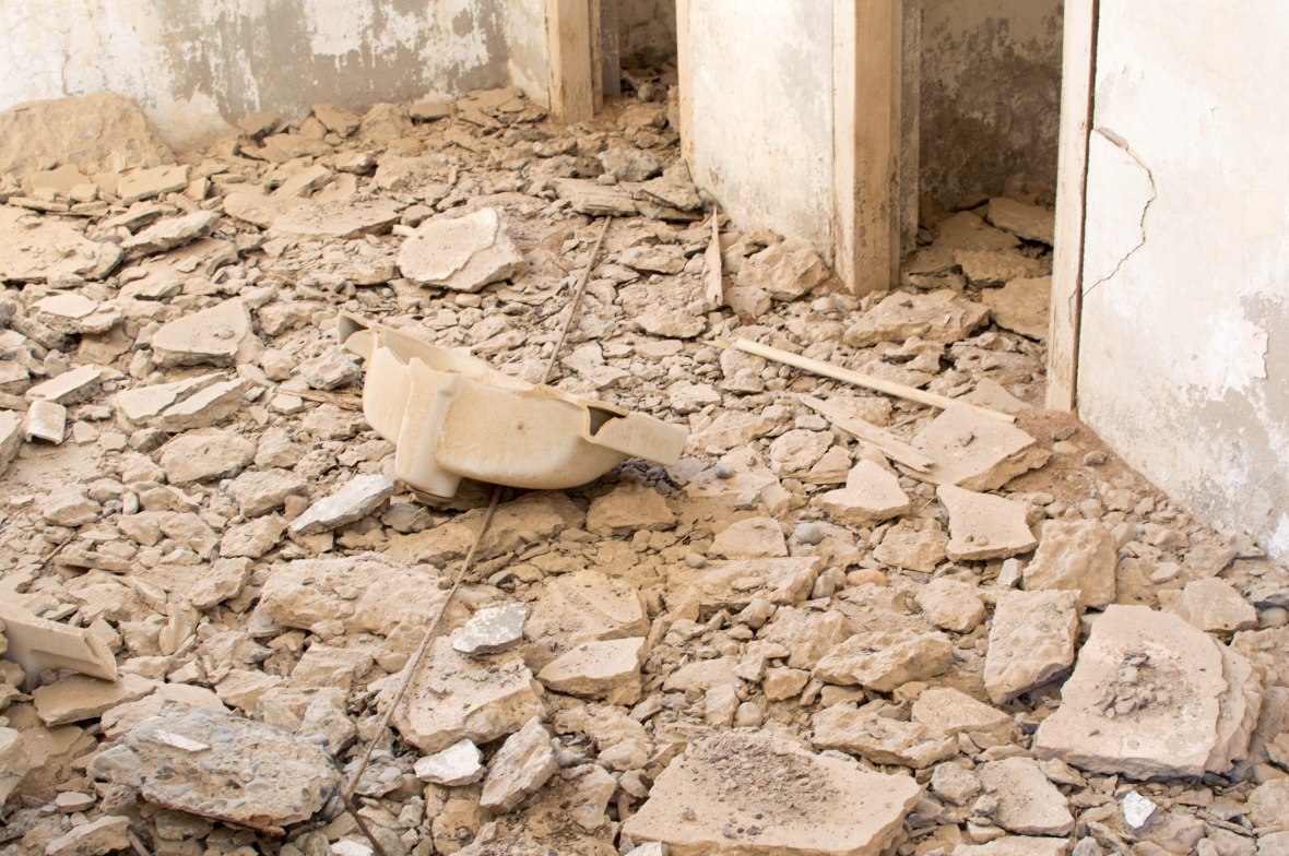 Rubble And Broken Sink, Abandoned City, Al Jazirat Al Hamra, Ras Al Khaimah, UAE