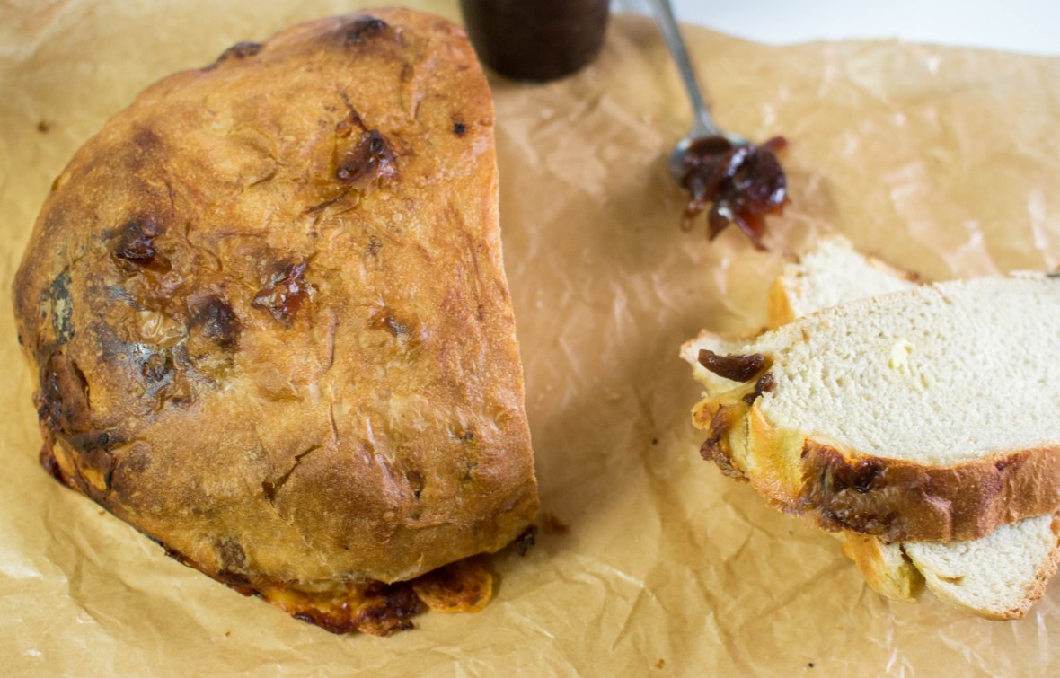 Sliced Red Onion And Cheddar Bread