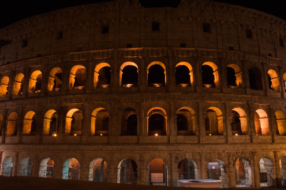 Colosseum, Lit Up At Night, Rome, Italy