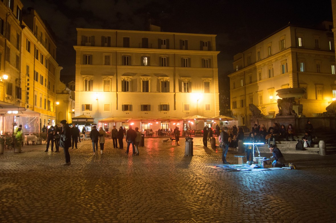 Evening Market, Piazza Di S Maria In Trastevere, Rome, Italy