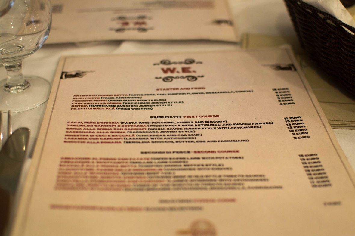 Menu, Nonna Betta, Rome, Italy