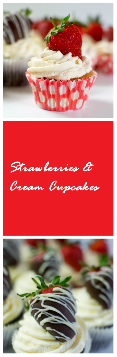 Chocolate and Vanilla, Strawberries &amp; Cream Cupcakes