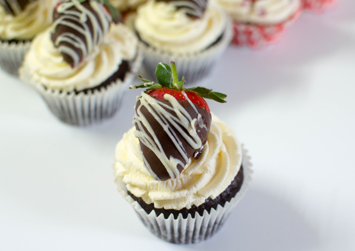 Chocolate Dipped Strawberry Cupcake