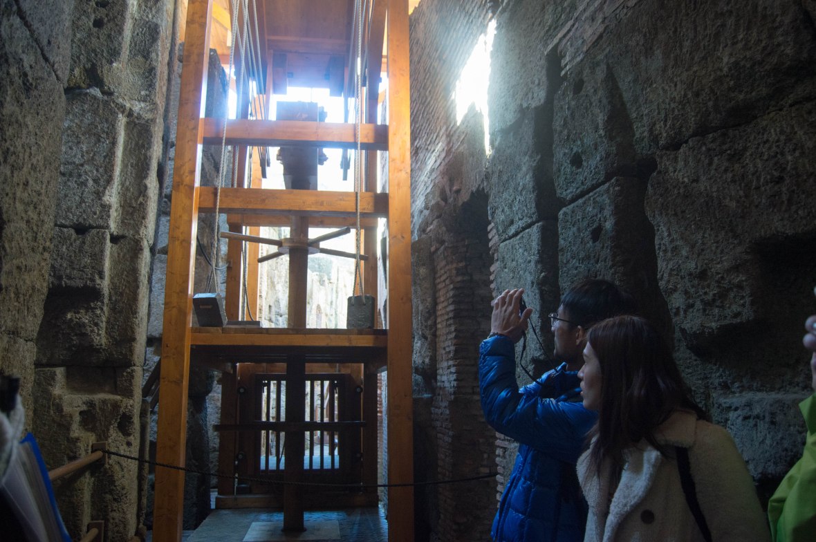 Reconstructed Lift, Colosseum, Rome, Italy