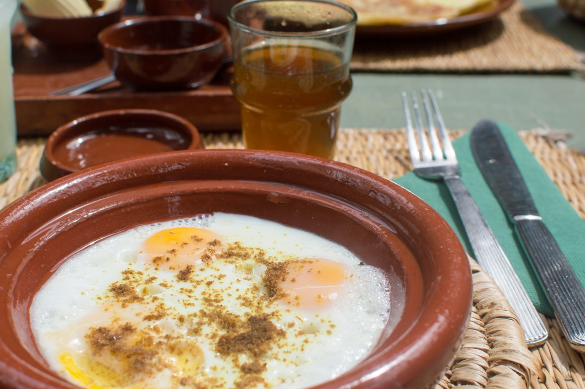 Baked Eggs At The Cafe, Majorelle Garden, Marrakech, Morocco