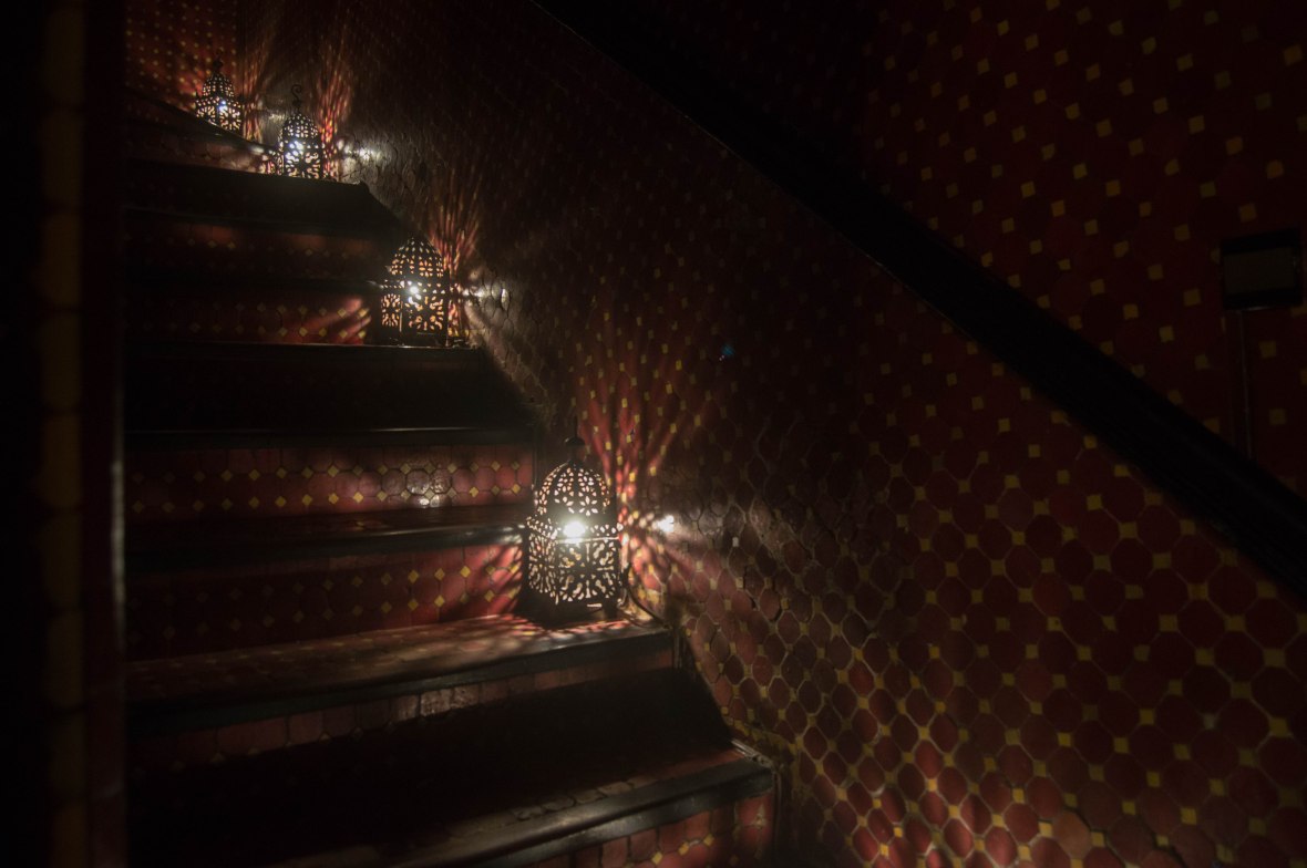 Lanterns On Steps, Le Marrakchi Restaurant, Marrakech, Morocco