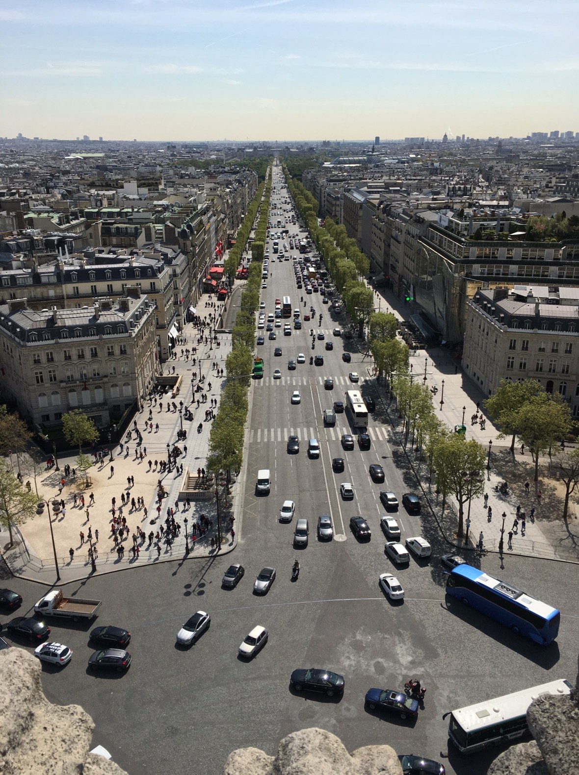 Looking Down, Champs Elysees From The Arc Du Triomphe, Paris, France