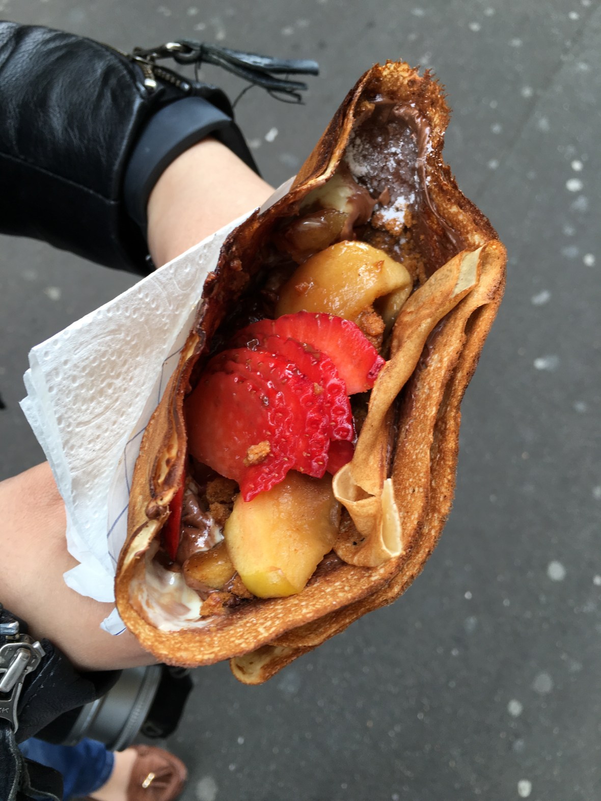 Nutella, Strawberry, Caramelised Apples and Lotus Biscuits Crepe, Culture Crêpes, Paris, France