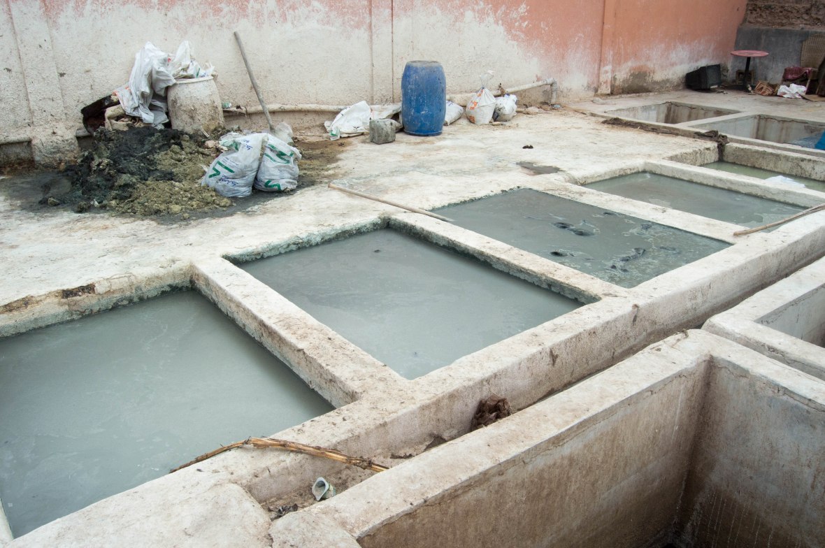 Quicklime And Water, Tanneries, Marrakech, Morocco