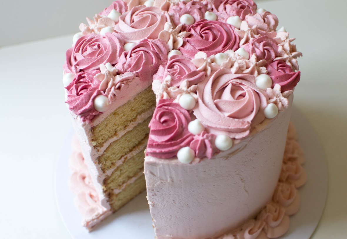 Rose Raspberry Cream Cake - Kay's Kitchen