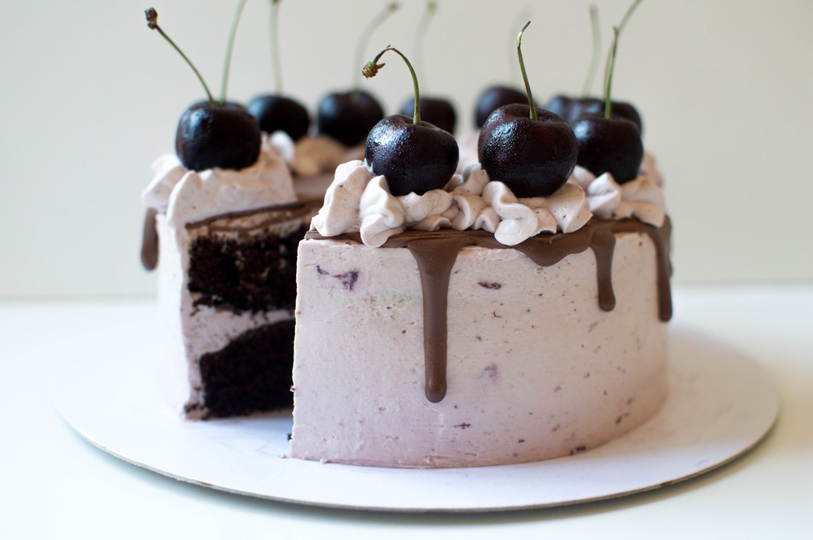 Moist Chocolate Cake With Black Cherry Frosting - Kay's Kitchen