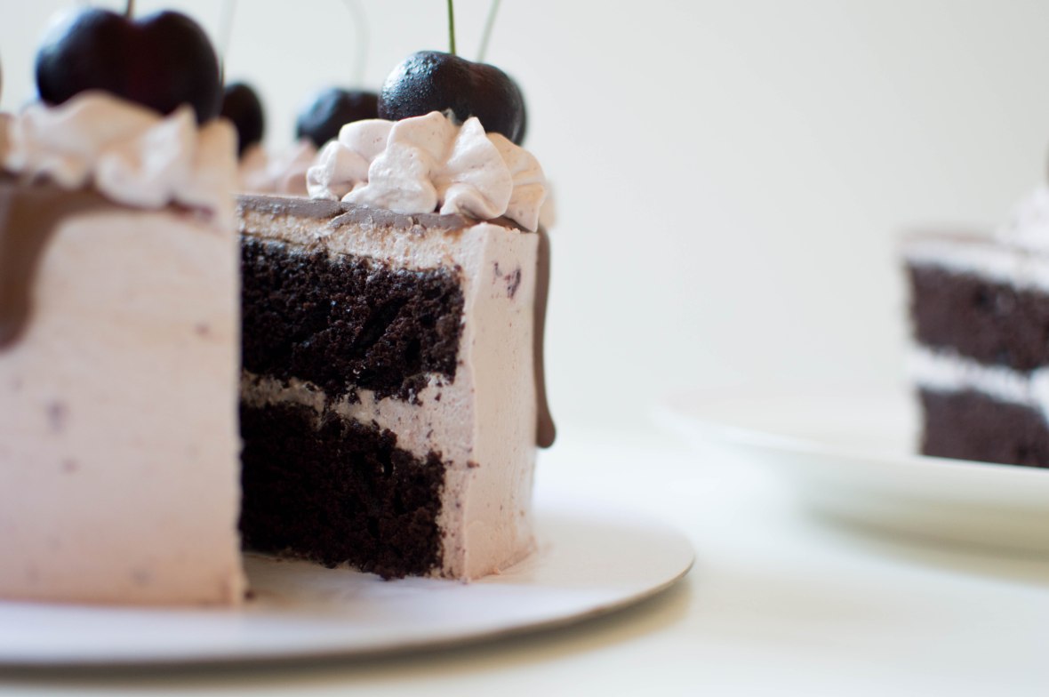 Moist Chocolate Cake With Black Cherry Icing - Kay's Kitchen