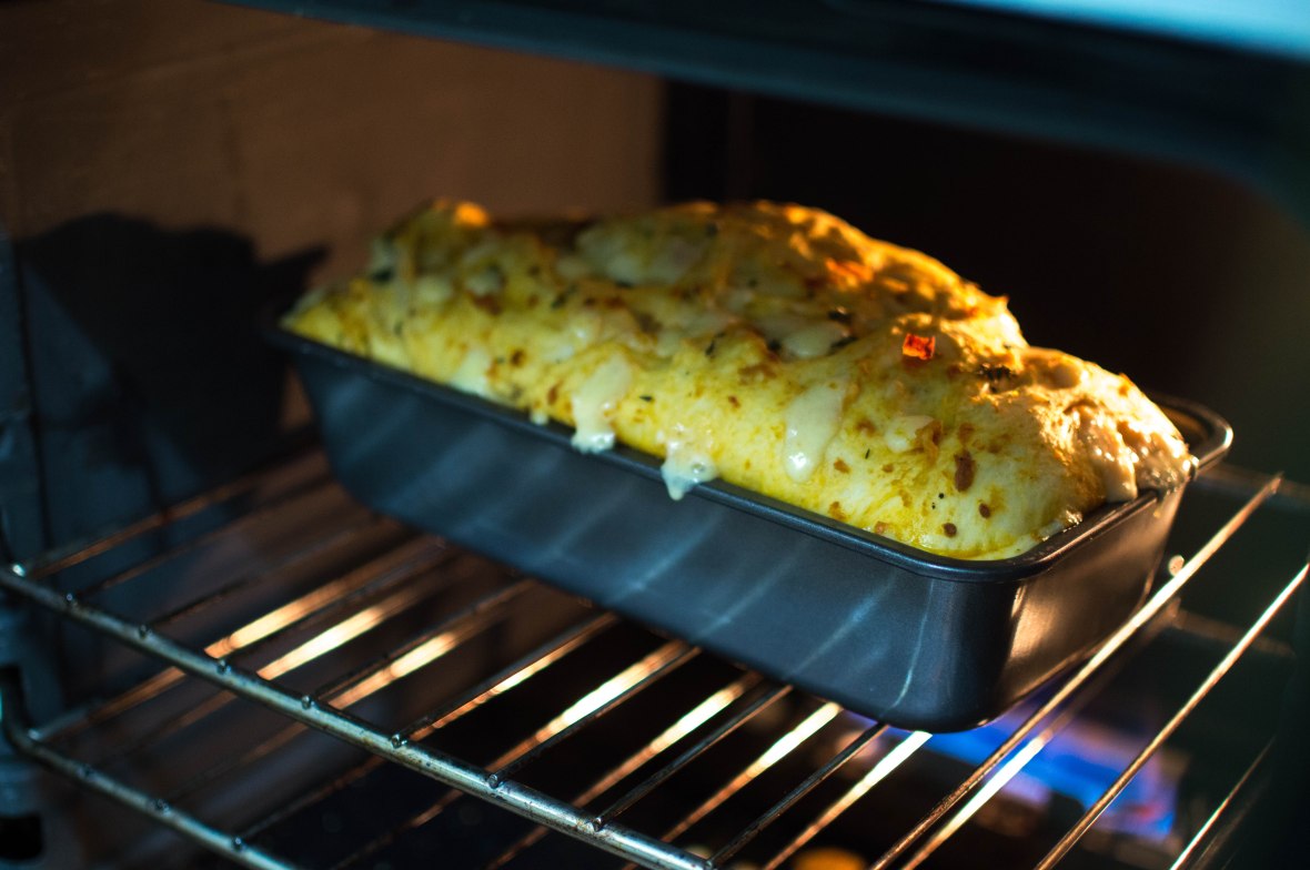 cheddar-thyme-and-sundried-tomato-bread-in-the-oven-kays-kitchen