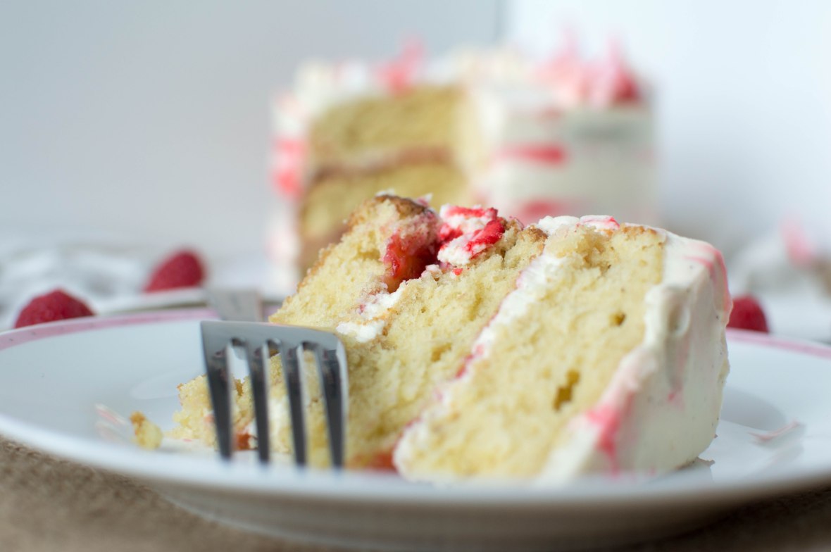 Slice of Raspberry And Vanilla Cake With Home Made Jam