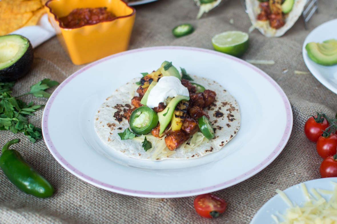 BBQ Chicken & Grilled Pineapple Wraps - Kay's Kitchen