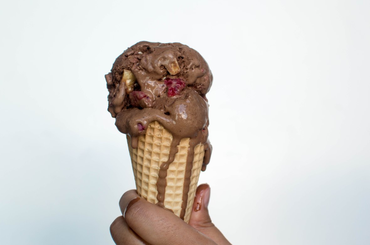 Homemade Chocolate Ice Cream With White Chocolate And Raspberries - Kay's Kitchen