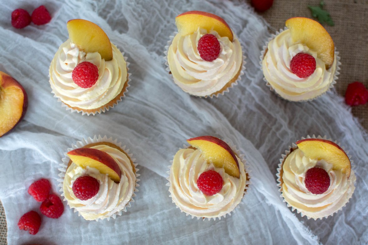 Peach And Raspberry Cupcakes - Kay's Kitchen