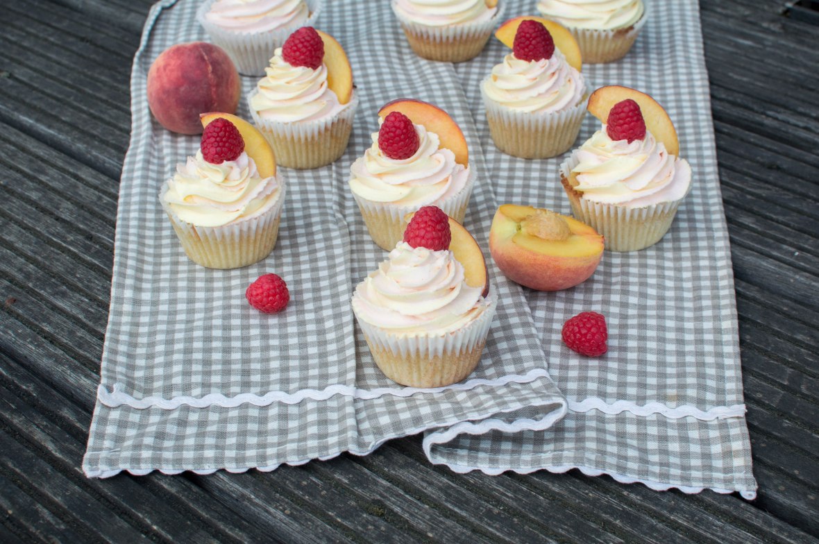 Peach &amp; Raspberry Swirl Cupcakes - Kay's Kitchen