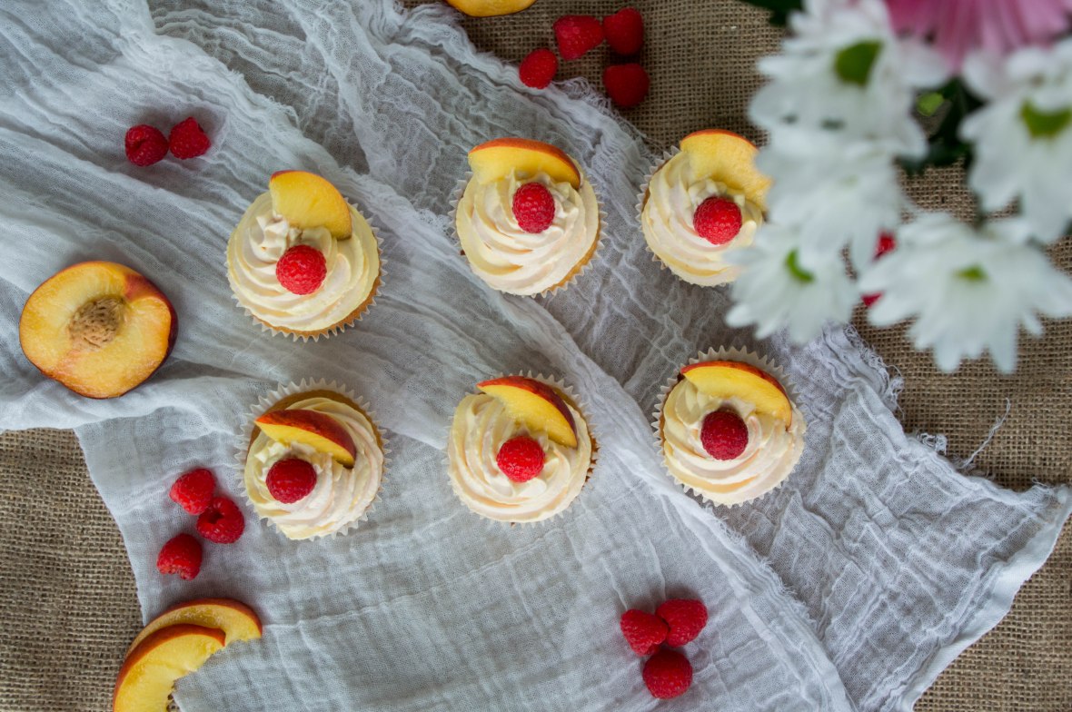Raspberry And Peach Cupcakes - Kay's Kitchen