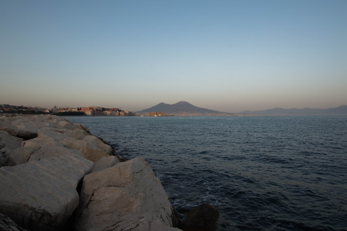 Sunset, Mt Vesuvius, Lungomare Mergellina, Naples, Italy