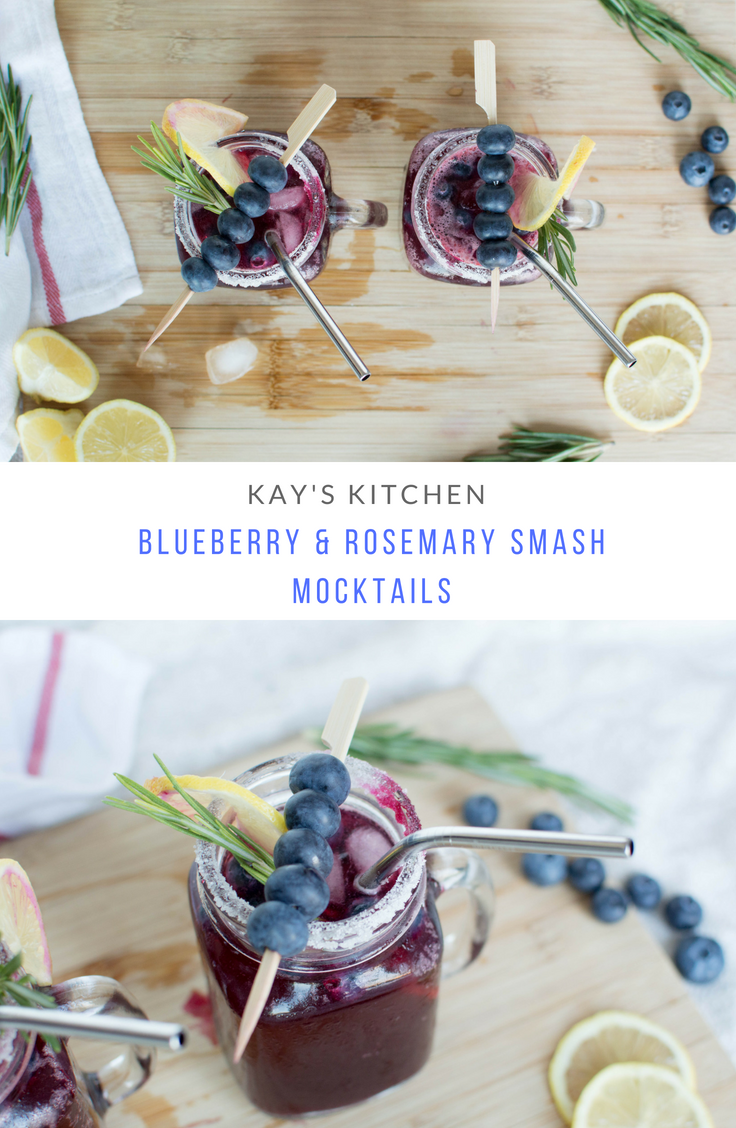 Blueberry & Rosemary Smash Mocktails - Kay's Kitchen