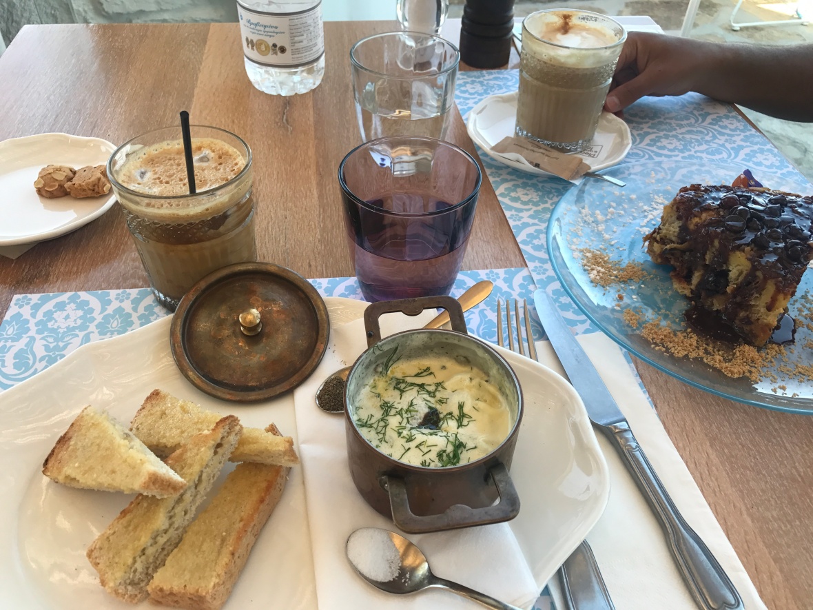 Eggs And Croissant Pudding, The Liberty Breakfast Room, Mykonos, Greece