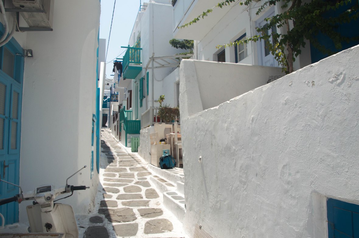 Green And White Houses, Mykonos Town, Greece