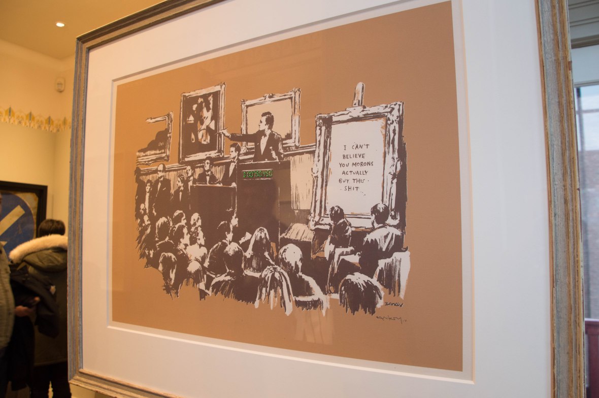 I Can't Believe You Morons Buy This Shit, Banksy Exhibition, Amsterdam, Netherlands