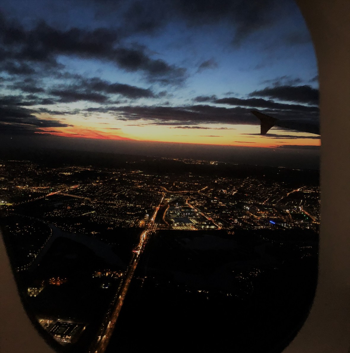 Sunset View Over Amsterdam From Plane, Netherlands.JPG