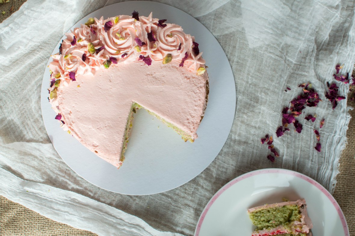 Pistachio, Rose And Cardamom Cake With Homemade Raspberry Jam - Kay's Kitchen