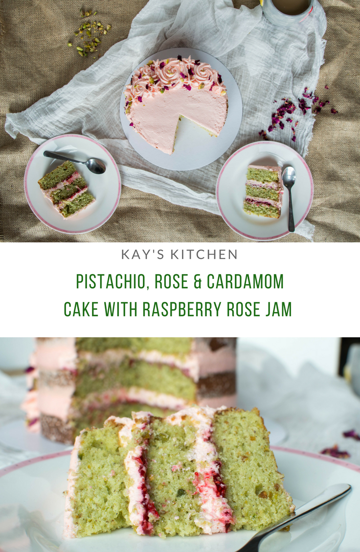 Pistachio, Rose & Cardamom Cake With Homemade Raspberry Rose Jam - Kay's Kitchen.png