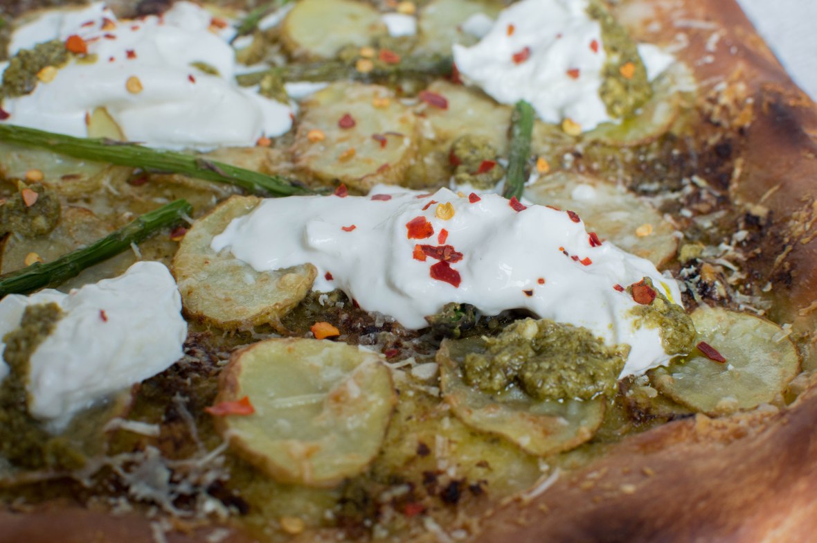 Pesto, Potato And Asparagus Pizza With Burrata - Kay's Kitchen