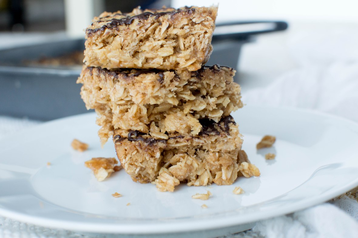 Stack Of Coconut And Chocolate Flapjacks - Kay's Kitchen