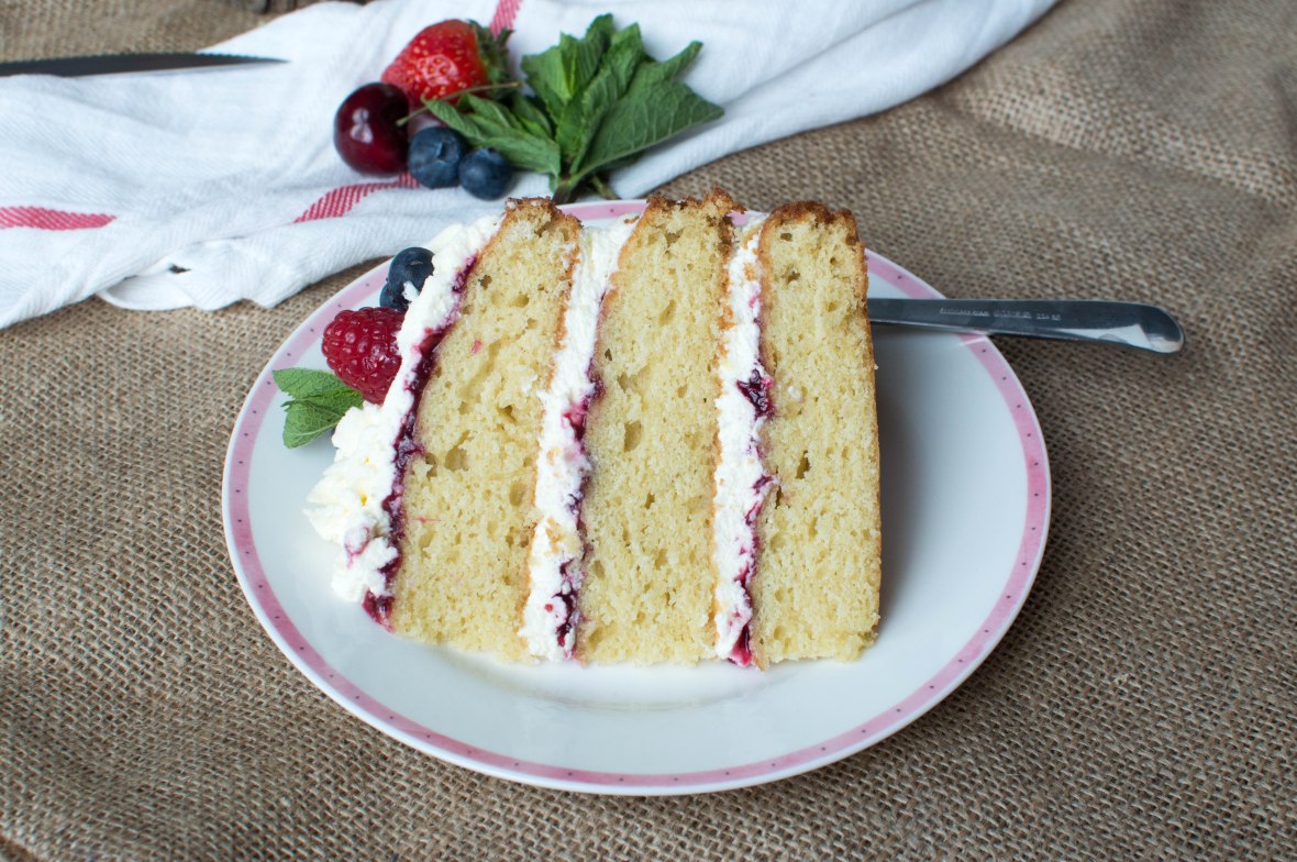 Summer Berries &amp; Cream Cake - Kay's Kitchen