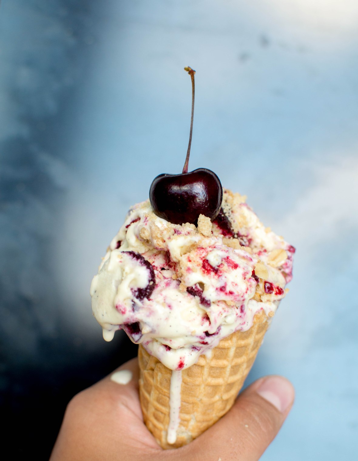 Cherry Crumble Icecream Cone - Kay's Kitchen