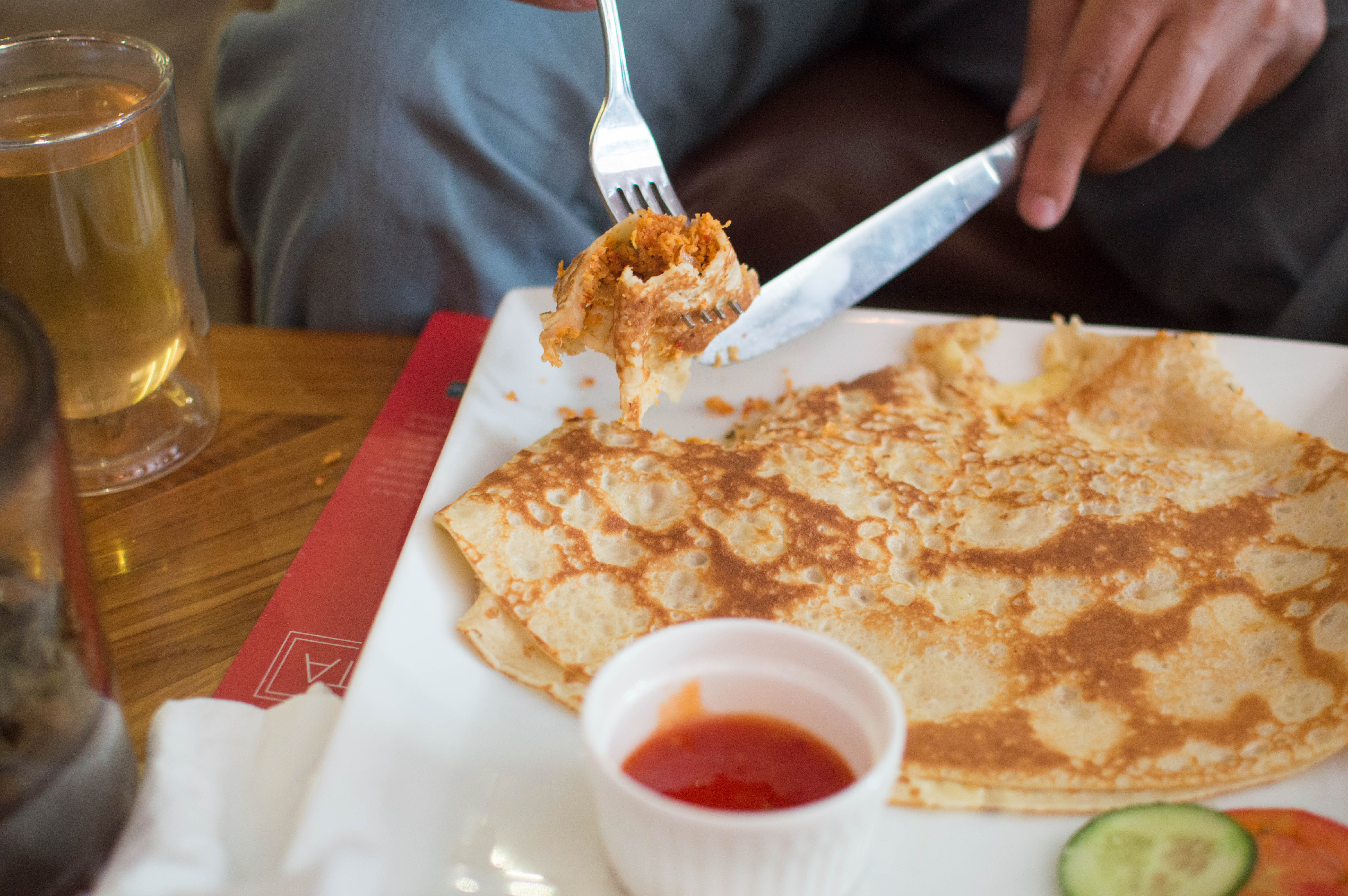 Traditional Pol Sambol Crepe, The t-Lounge by Dilmah, Colombo, Sri Lanka