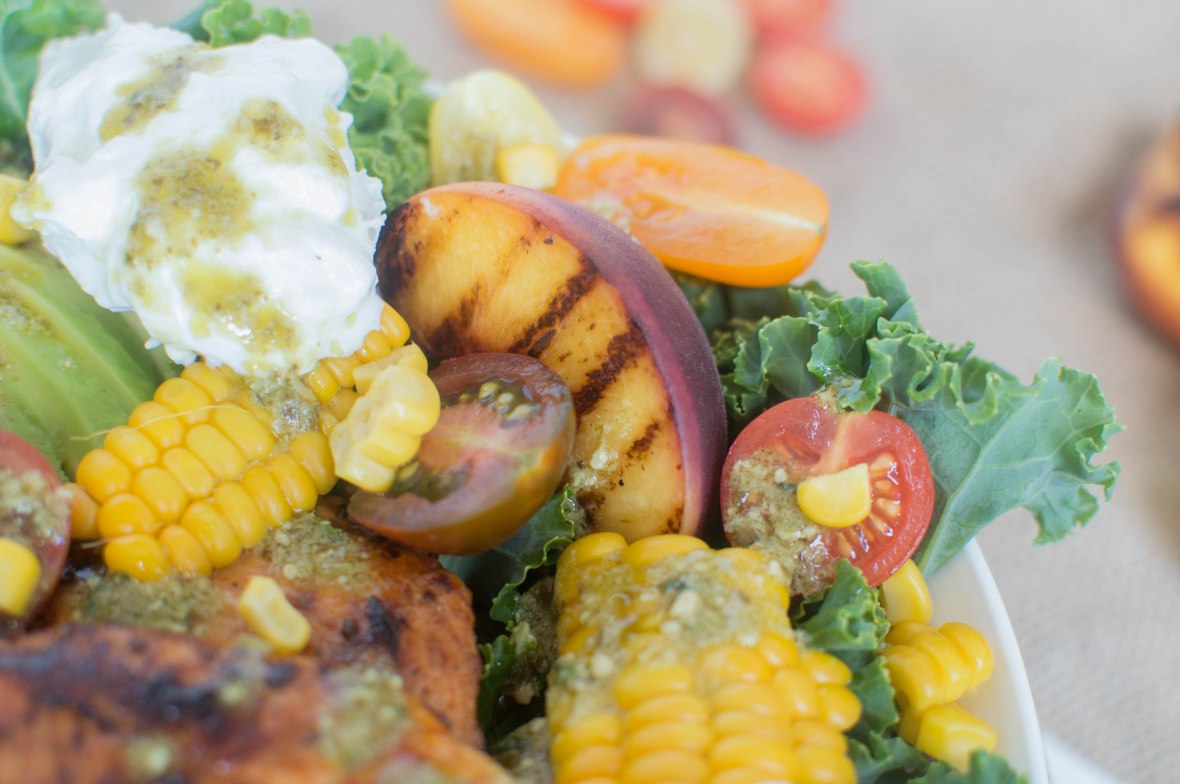 Grilled Peach Chicken Salad - Kay's Kitchen