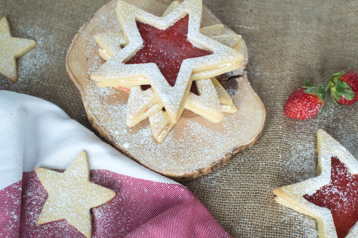 Jammy Star Biscuits With Homemade Strawberry Jam and Buttercream - Kay's Kitchen