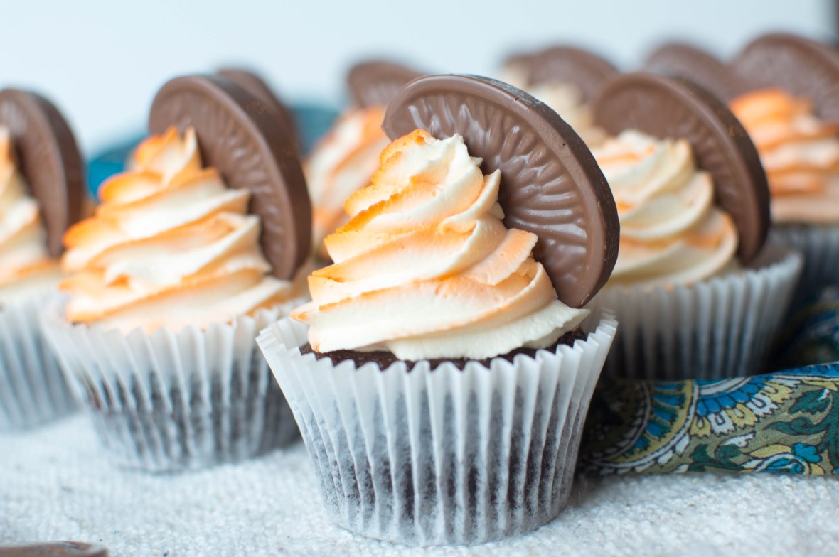 Chocolate Orange Cupcakes Topped With Orange Flavoured Cream And A Piece Of Terry's Chocolate - Kay's Kitchen