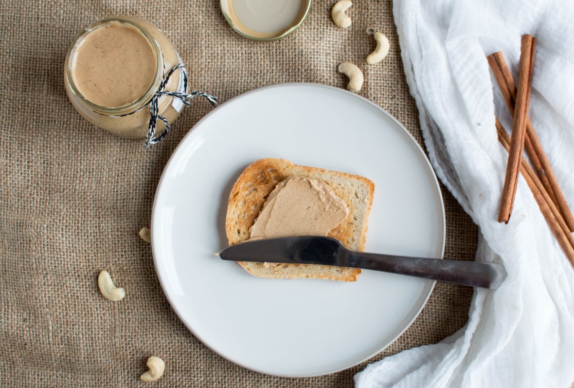 cinnamon maple cashew butter on toast - kay's kitchen