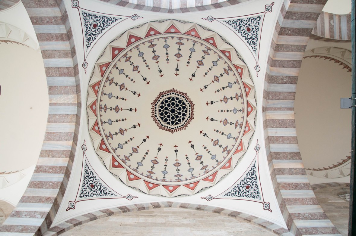 geometric ceiling designs, süleymaniye mosque, istanbul, turkey
